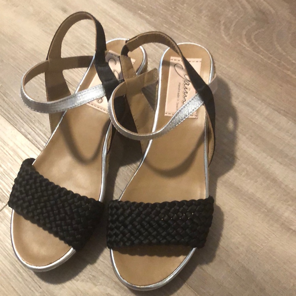 Black braided low espadrille sandal by Gaimo